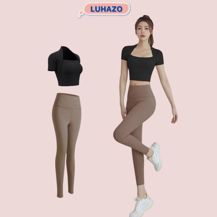 Ảnh Đồ tập gym nữ yoga LUHAZO chất xịn kiểu vắt vai thể thao năng động co giãn thấm hút MD042&MT2 T3T2 T1T1 Pickleball 1