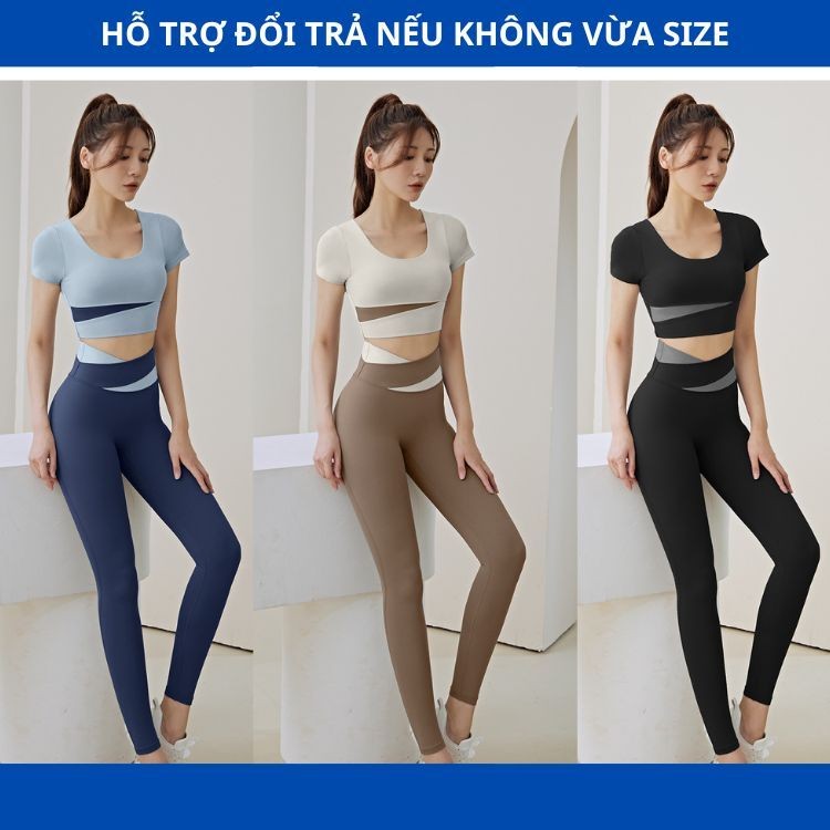 Ảnh Bộ tập gym nữ đồ tập yoga cao cấp LUHAZO Siêu Co Giãn Có Mút Ngực Co Dãn 4 Chiều Nâng Mông MDMK Pickleball 2