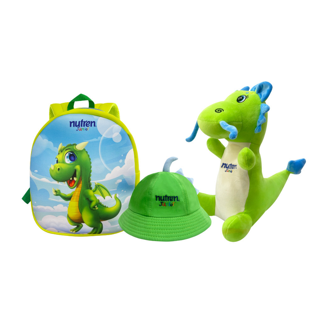 [Quà tặng không bán] Bộ gối ôm con rồng kèm nón và balo NUTREN JUNIOR