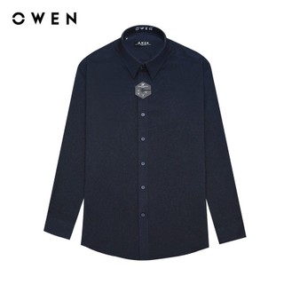 OWEN - Áo sơ mi dài tay Regular Fit AR240729D màu Xanh tím than chất liệu Polyester