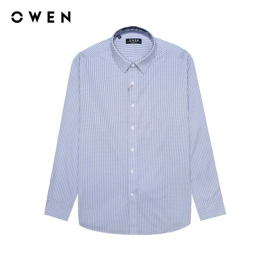 OWEN - Áo sơ mi dài tay Regular Fit AR240757D màu Xanh chất liệu Renu ...