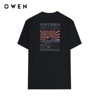OWEN - Áo Tshirt ngắn tay Relaxfit TSN243825 màu Đen chất liệu CVC Spandex