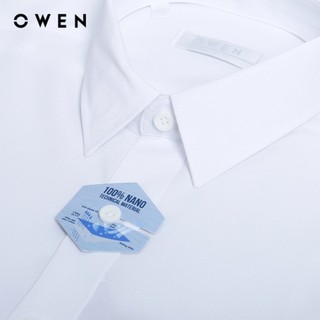 OWEN - Áo sơ mi ngắn tay Body Fit AB240303NT màu Trắng chất liệu Polyester Nano