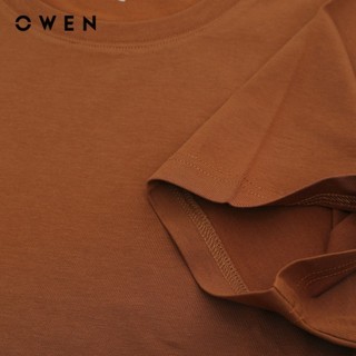 OWEN - Áo Tshirt ngắn tay Body Fit TSN233234 màu Nâu chất liệu COTTON MODAL