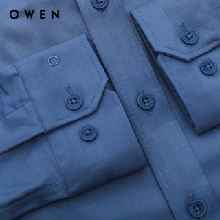 OWEN - Áo sơ mi dài tay Slim Fit AS240523D màu Xanh đậm chất liệu Bamboo