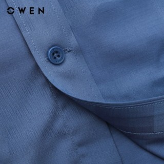 OWEN - Áo sơ mi dài tay Slim Fit AS240523D màu Xanh đậm chất liệu Bamboo