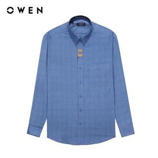 OWEN - Áo sơ mi dài tay Regularfit AR240537DT màu Xanh chất liệu Bamboo