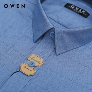 OWEN - Áo sơ mi dài tay Regularfit AR240537DT màu Xanh chất liệu Bamboo