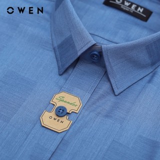 OWEN - Áo sơ mi dài tay Regularfit AR240519DT màu Xanh đậm chất liệu Bamboo