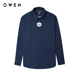 OWEN - Áo sơ mi dài tay Slim Fit AS240006D màu Navy chất liệu Knit