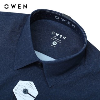 OWEN - Áo sơ mi dài tay Slim Fit AS240006D màu Navy chất liệu Knit