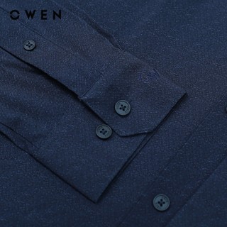 OWEN - Áo sơ mi dài tay Slim Fit AS240006D màu Navy chất liệu Knit
