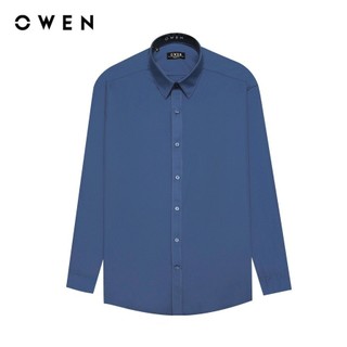 OWEN - Áo sơ mi dài tay Regular Fit AR240610D màu Xanh đậm chất liệu Polyester