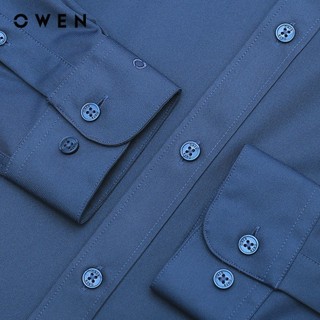 OWEN - Áo sơ mi dài tay Regular Fit AR240610D màu Xanh đậm chất liệu Polyester
