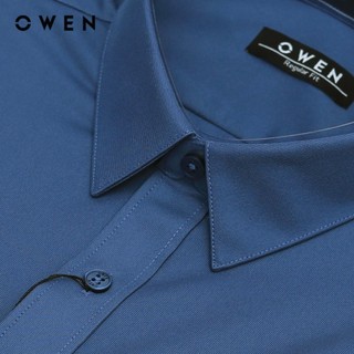 OWEN - Áo sơ mi dài tay Regular Fit AR240610D màu Xanh đậm chất liệu Polyester