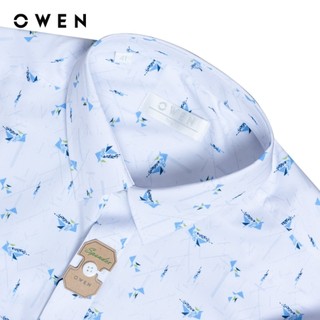OWEN - Áo sơ mi ngắn tay Body Fit AB240687NT màu Trắng chất liệu Modal - Polyester - Spandex