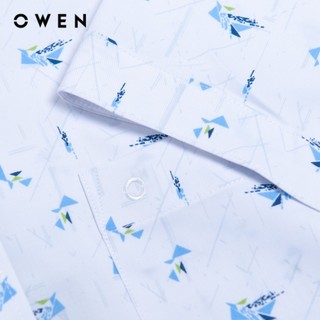 OWEN - Áo sơ mi ngắn tay Body Fit AB240687NT màu Trắng chất liệu Modal - Polyester - Spandex