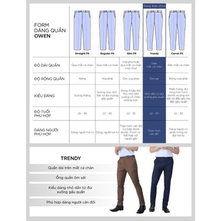 OWEN - Quần tây Trendy QD231256 màu Ghi chất liệu Polyester Rayon Spandex