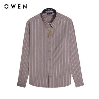 OWEN - Áo sơ mi dài tay Slim Fit AS230620D màu Nâu chất liệu Spandex