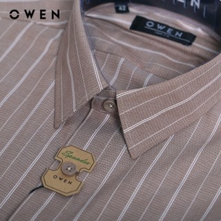 OWEN - Áo sơ mi dài tay Slim Fit AS230620D màu Nâu chất liệu Spandex