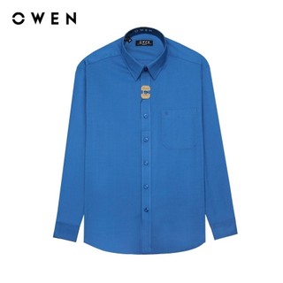 OWEN - Áo sơ mi dài tay Regularfit AR240551DT màu Xanh đậm chất liệu Bamboo