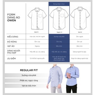 OWEN - Áo sơ mi dài tay Regularfit AR240551DT màu Xanh đậm chất liệu Bamboo