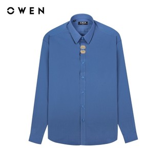 OWEN - Áo sơ mi dài tay Slim Fit AS230652D màu Xanh chất liệu Bamboo