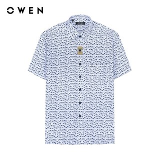 OWEN - Áo sơ mi ngắn tay Body Fit AB230627NT màu Trắng chất liệu Bamboo