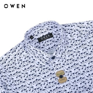 OWEN - Áo sơ mi ngắn tay Body Fit AB230627NT màu Trắng chất liệu Bamboo