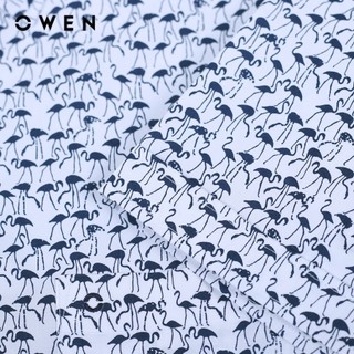 OWEN - Áo sơ mi ngắn tay Body Fit AB230627NT màu Trắng chất liệu Bamboo