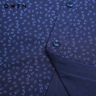 OWEN - Áo sơ mi dài tay Slim Fit AS230677D màu Navy chất liệu Bamboo