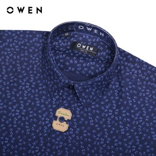 OWEN - Áo sơ mi dài tay Slim Fit AS230677D màu Navy chất liệu Bamboo