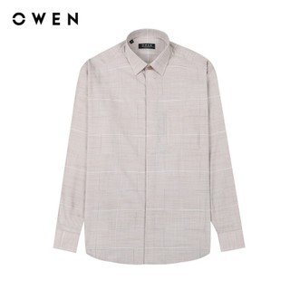 OWEN - Áo sơ mi dài tay Regularfit AR230605DT màu Nâu chất liệu Bamboo