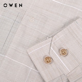 OWEN - Áo sơ mi dài tay Regularfit AR230605DT màu Nâu chất liệu Bamboo