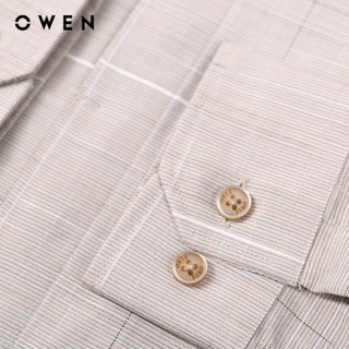 OWEN - Áo sơ mi dài tay Regularfit AR230605DT màu Nâu chất liệu Bamboo