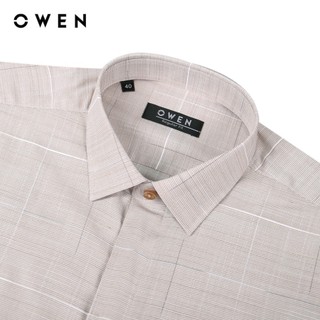 OWEN - Áo sơ mi dài tay Regularfit AR230605DT màu Nâu chất liệu Bamboo