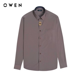 OWEN - Áo sơ mi dài tay Regular Fit AR230514DT màu Nâu chất liệu Polyester Modal Spandex