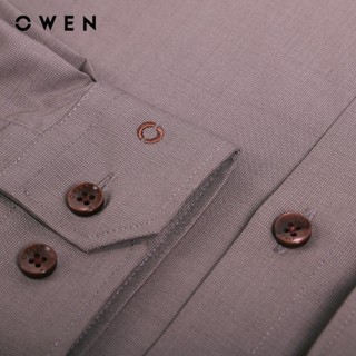 OWEN - Áo sơ mi dài tay Regular Fit AR230514DT màu Nâu chất liệu Polyester Modal Spandex