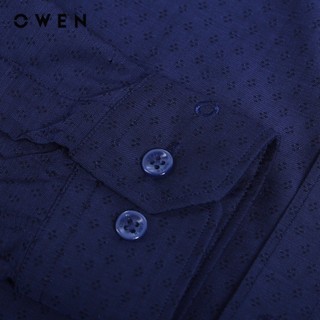 OWEN - Áo sơ mi dài tay Regular Fit AR230198D màu Navy chất liệu Bamboo