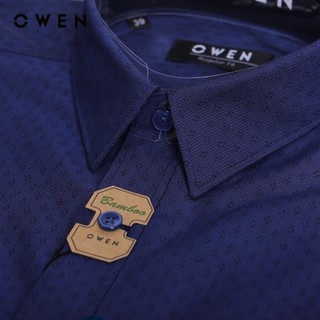 OWEN - Áo sơ mi dài tay Regular Fit AR230198D màu Navy chất liệu Bamboo