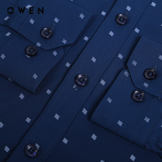 OWEN - Áo sơ mi dài tay Regular Fit AR230350DT màu Navy chất liệu Bamboo-Microfiber