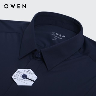 OWEN Premium - Áo sơ mi dài tay Slim Fit AS230104D màu Navy chất liệu Nylon-Spandex