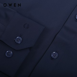 OWEN Premium - Áo sơ mi dài tay Slim Fit AS230104D màu Navy chất liệu Nylon-Spandex