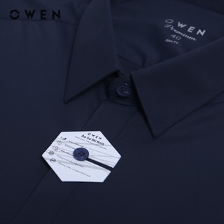 OWEN Premium - Áo sơ mi dài tay Slim Fit AS230104D màu Navy chất liệu Nylon-Spandex