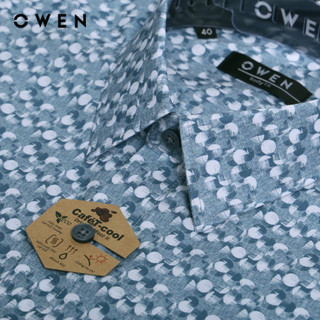 OWEN - Áo sơ mi ngắn tay Body Fit AB230755NT màu Xanh rêu chất liệu 100% Cafe