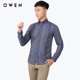 OWEN - Áo sơ mi dài tay Slim Fit AS220120D màu Navy chất liệu Bamboo