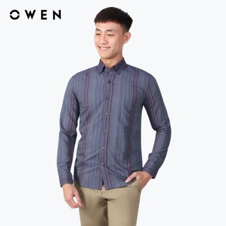 OWEN - Áo sơ mi dài tay Slim Fit AS220120D màu Navy chất liệu Bamboo