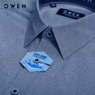 OWEN - Áo sơ mi dài tay Slim Fit AS230027D màu Navy chất liệu Nano