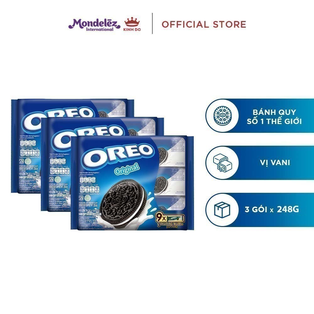 Ảnh Bánh Quy Sôcôla OREO Vị Vani , Combo 3 Gói x 248.4G - phiên bản OREO Original/ SPACE DUNK 2