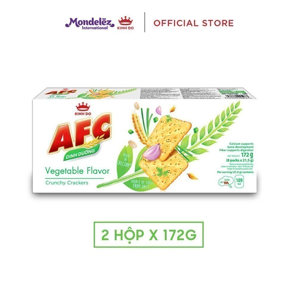 Ảnh - Bánh Cracker Dinh Dưỡng AFC Vị Rau/Lúa Mì/Gà Sả Tắc, Combo 2 Hộp X 172G (Bao Bì Giao Ngẫu Nhiên) 2